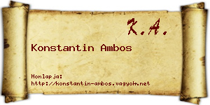 Konstantin Ambos névjegykártya